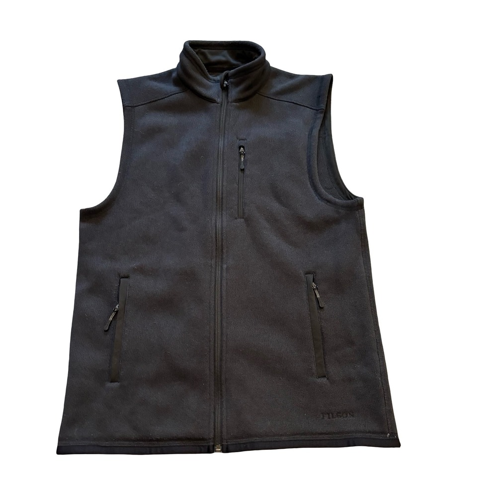 Filson Polartec Fleece Vest Mens Small Dark Navy Full Zip Mock Neck Outdoor